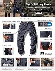 CQR Men's Military Cargo Pants, Water Resistant