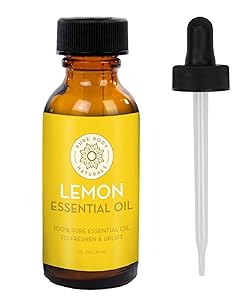 Pure Body Naturals Lemon Essential Oil, 1 Fluid Ounce - 100% Pure & Tested Lemon Oil for Natural Deodorizer, Laundry Sanitizer, Household Cleaner and Degreaser