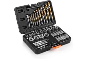 YEKEPRO 40 Pcs Bolt & Screw Extractor Set with Left Hand Cobalt Drill Bit Set, Easy Out Broken Stripped Screw Removal Tool for Damaged, Frozen, Studs, Rusted, Rounded-Off Bolts, Nuts & Screws, T15139