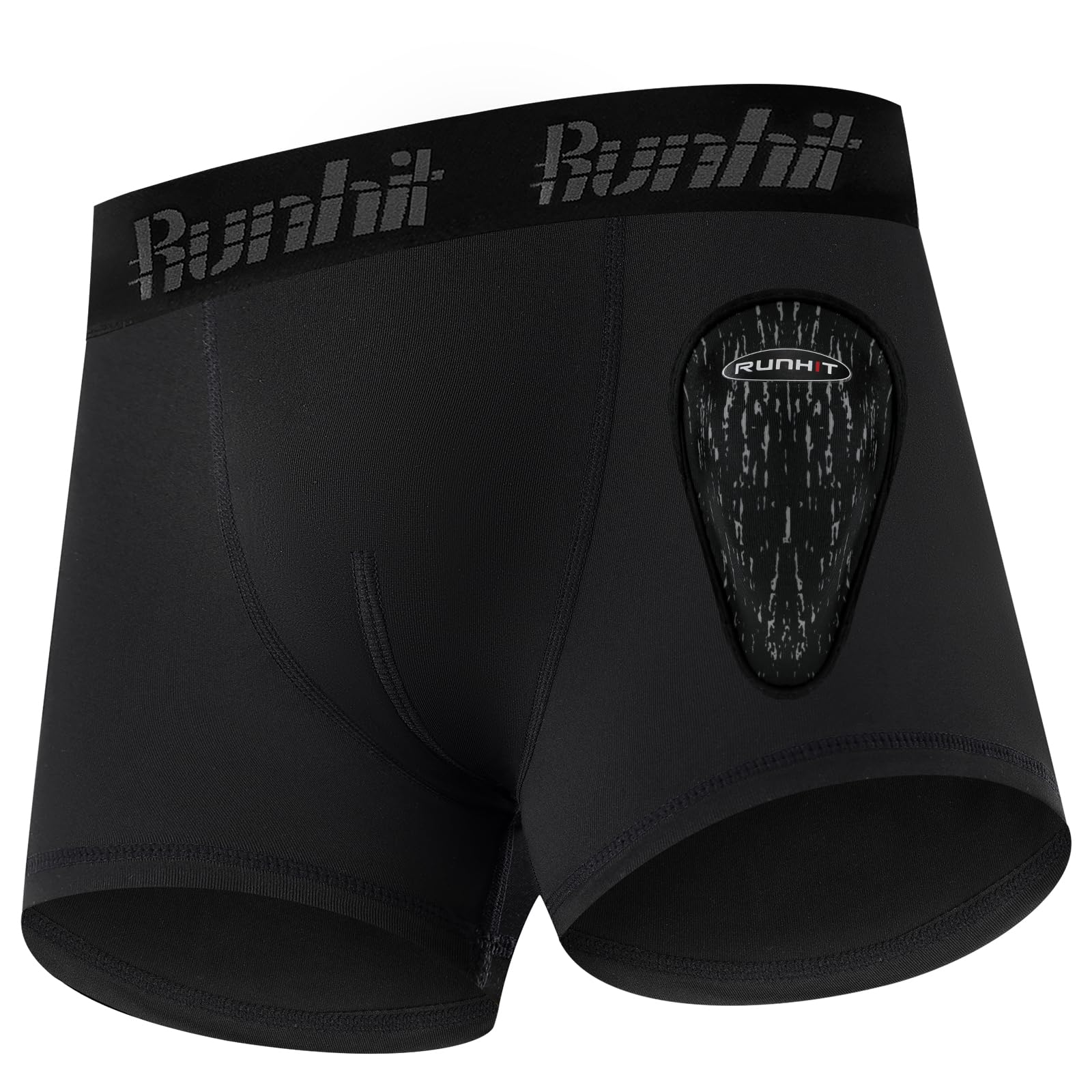 Photo 1 of Runhit Boys Cup Underwear Baseball Football Cup Boxer Brief Youth Compression Shorts with Soft Protective Athletic Cup Black S