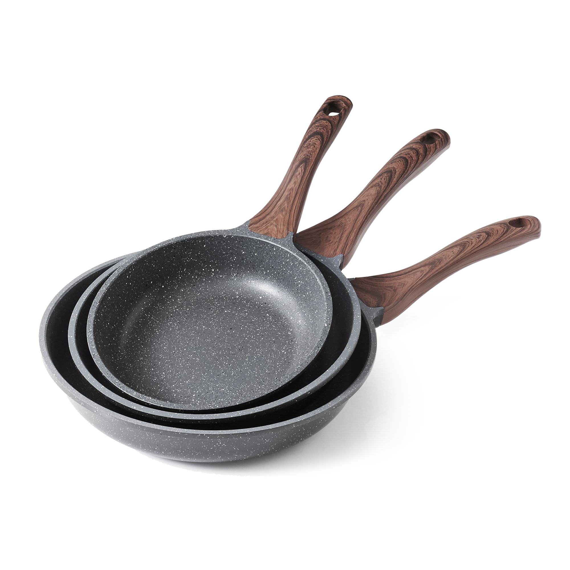 SENSARTE Nonstick Frying Pan Skillets, Swiss Granite Coating Omelette Pans, Healthy Cookware Chef's Pan, Free of Intentionally Added PFOA (8+9.5+11 Inch) Image