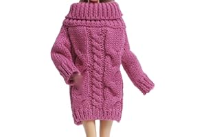 BJDBUS Winter Turtleneck Sweater Clothes for 11.5 inch Girl Doll Accessories (Rose)