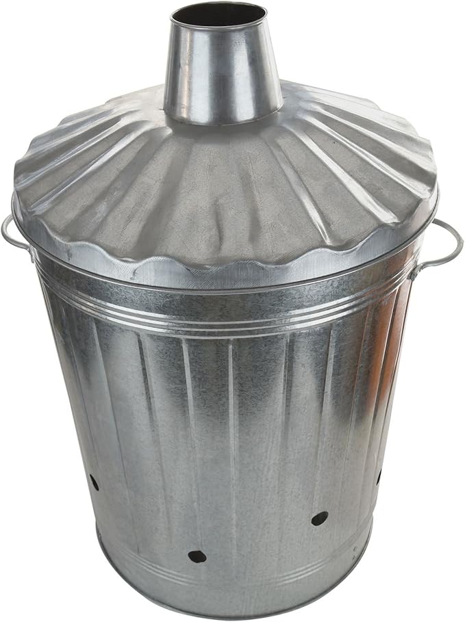 Garden Fire Bin Incinerator Galvanised 90 lt Burning Wood Leaves Paper