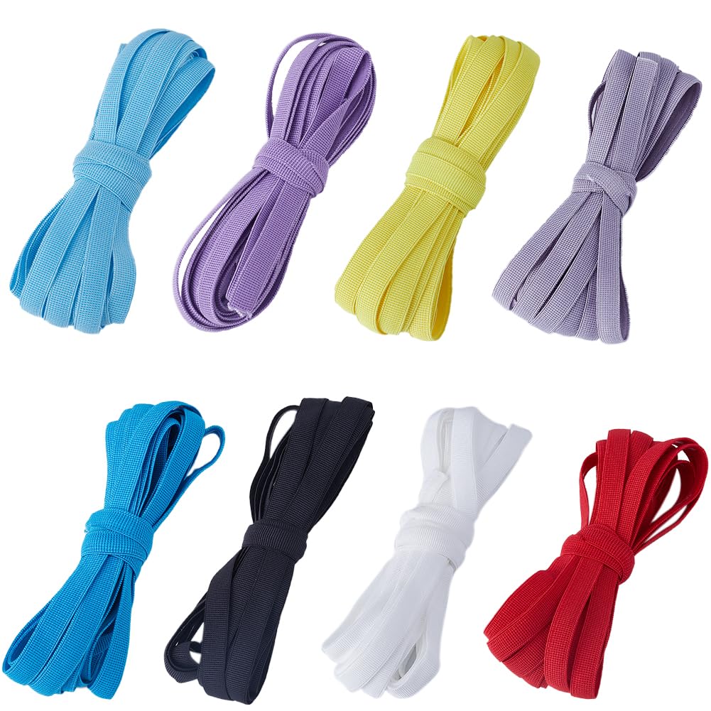 GORGECRAFT 40Yds*10mm Silicone Elastic Tape 8 Colors Stretch Non-Slip Grip Band Hair Ties Hairbow Headbands Flat Polyester Gripper Band Tape Rubbers Straps Belt Waistband for Sports Cycling Shorts