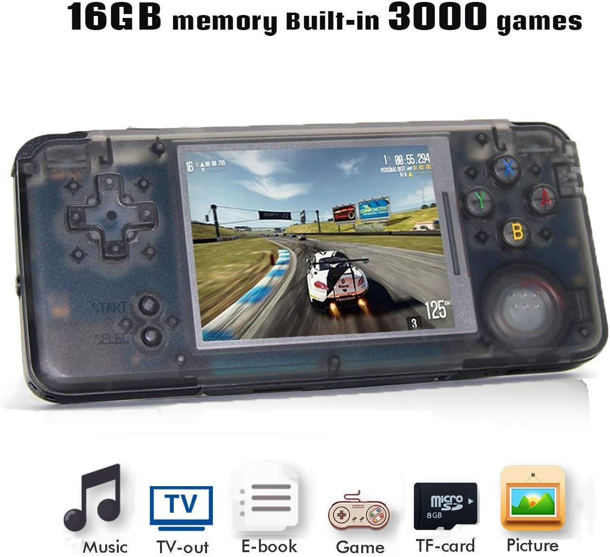 YLM Handheld Game Console, Retro TV Game Console 3 Inch HD Screen Game Console , Portable Video Game Great Gift for Kids (Black, Retro Game)