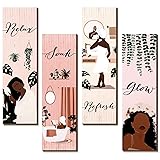 Yookeer 4 Pieces Bathroom Wall Decor Pink Decor