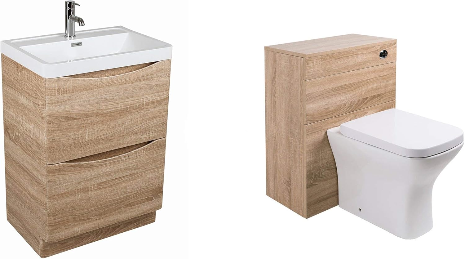 Aquariss 600 mm Light Oak Effect Bathroom Vanity Wash Basin Sink Unit