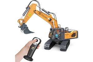Baljinder Remote Control Excavator Toy for Boys, RC Excavator Infinite Rotation with Metal Shovel Lights & Sounds, Construction Toys Holiday Party Birthday Christmas Boys Gifts for 6-12 Year Old
