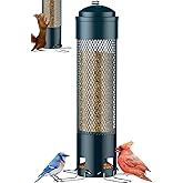 LCSEVEN Bird Feeders for Outdoors Squirrel Proof with Weight-Activated Perches, Hanging Bird Feeder for Outside, Metal Feeder for Wild Cardinal, Finch, Blue Jay, Chickadee, 3LB Seed Capacity, Green