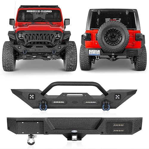 Hooke Road JL Front and Rear Bumper Set for 2018-2026 Jeep Wrangler JL ...