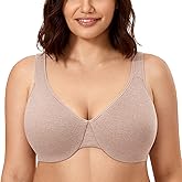 CALVENA Women's Unlined Full Coverage Minimizer Bra Plus Size Underwire Bra for Heavy Breast