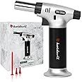 Hotdevil Butane Torch 9g Refillable Tank Kitchen Blow Torch Lighter/w Safety Lock Adjustable Flame Fit All Butane Cartridge Cooking Torch for BBQ Creme Brulee Dessert Baking (Butane Gas Not Include)
