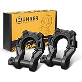 BUNKER INDUST 3/4" D Ring Shackle with 7/8" Pin,Black Tow Shackles with Isolator for Use with Tow Strap, Winch, 2 Pack Off-Road Recovery Shackle for Jeep Truck ATV UTV, 42,000lbs Break Strength