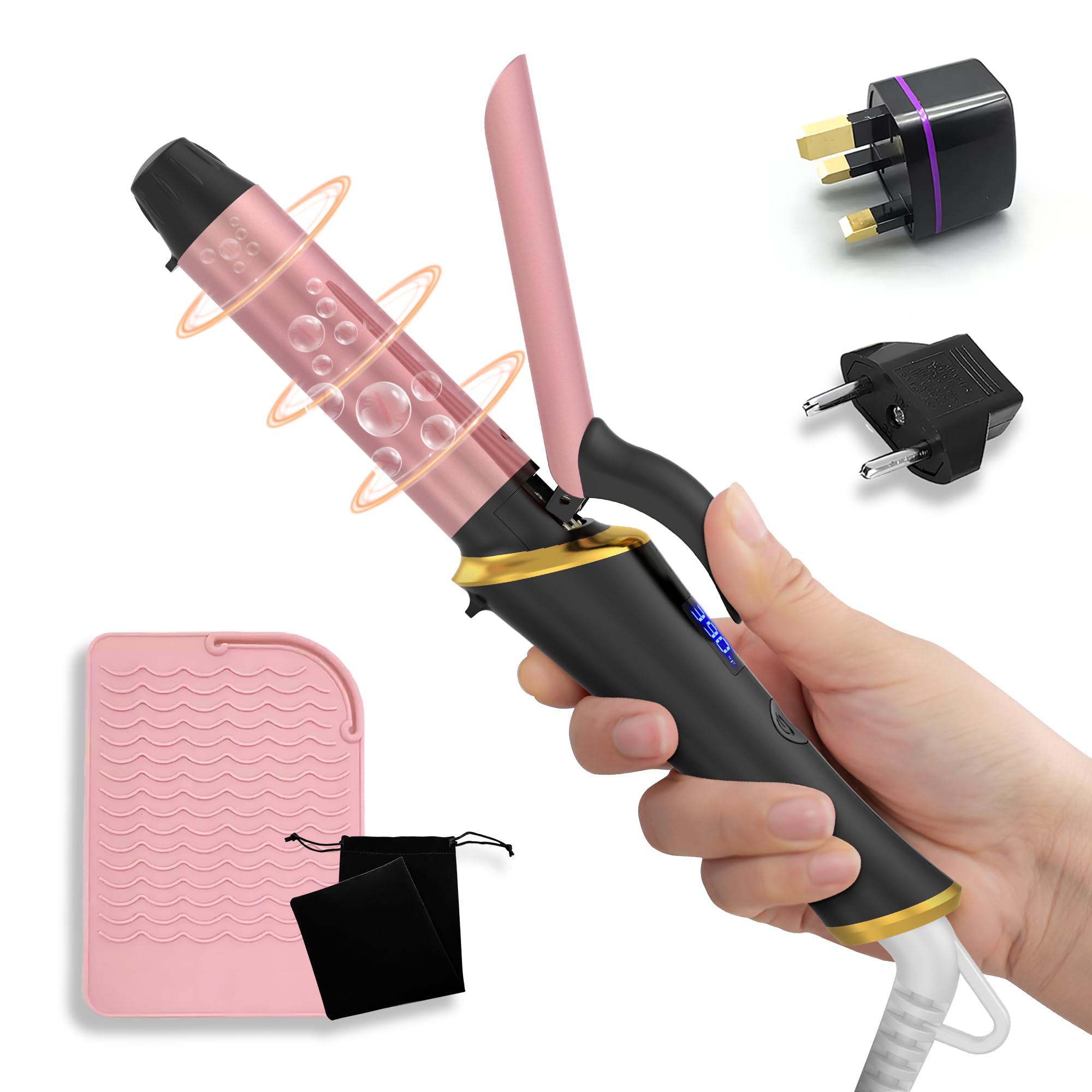 Photo 1 of Ukliss Mini Curling Iron for Short Hair - 1 inch Travel Curling Iron Dual Voltage, Fast Heating in 30s, 5 Temp Settings, Auto Shut-Off, Small Barrel for Bouncy Curls, With EU/UK Adapter (Black-Travel)