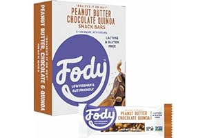 Fody Foods Snack Bars, Peanut Butter Chocolate Quinoa, 1.41 Oz (Pack of 12), 6g Protein, Low FODMAP, Gut & IBS Friendly, Vega