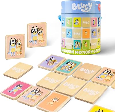 Bluey Wooden Memory Game for Kids – Matching Pairs Colourful Cards Toy