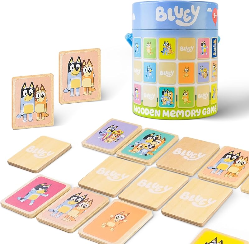 Bluey Wooden Memory Game for Kids – Matching Pairs Colourful Cards Toy