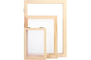 SHERCHPRY Wooden Paper Making Kit with Double-Layer Frames A4 A5 A6, Handmade Paper Screen Mesh and Absorbent