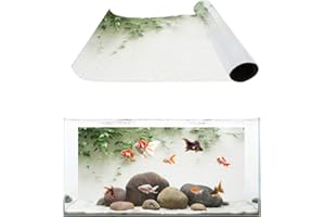T&H XHome Aquarium Décor Backgrounds Spring Tree Branch Growing on a White Wall Pattern Fish Tank Background Aquarium Sticker Wallpaper Decoration Picture PVC Adhesive Poster 48.8" W x 18.4" H