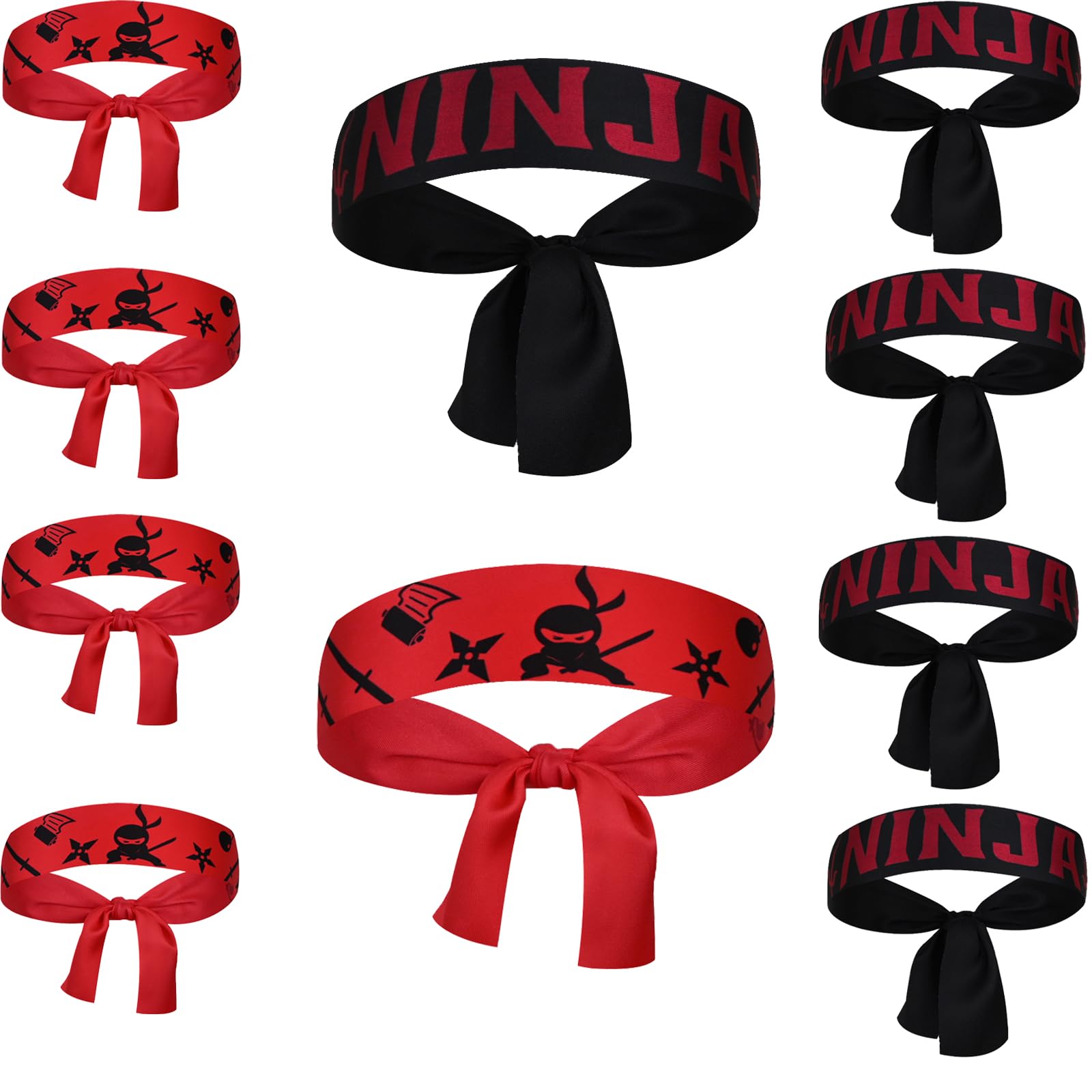 Pynzeka 10 Pcs Ninja Headband for Children Ninja Party Headbands Headband for Halloween Christmas Party Cosplay