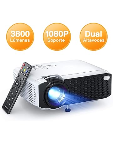 Proyector, APEMAN Mini Proyector Portátil en Casa, Soporte HD 1080P, 3800 Lúmenes, Pantalla Grande, Altavoces Duales, 50000 Horas Vida, Compatible con TV Stick, PS4 (Cable HDMI / RCA Incluido)