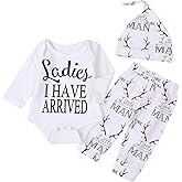 Imsmart Newborn Suit for Baby Shower Deer Print Long Sleeve Romper+Long Pants+Hat