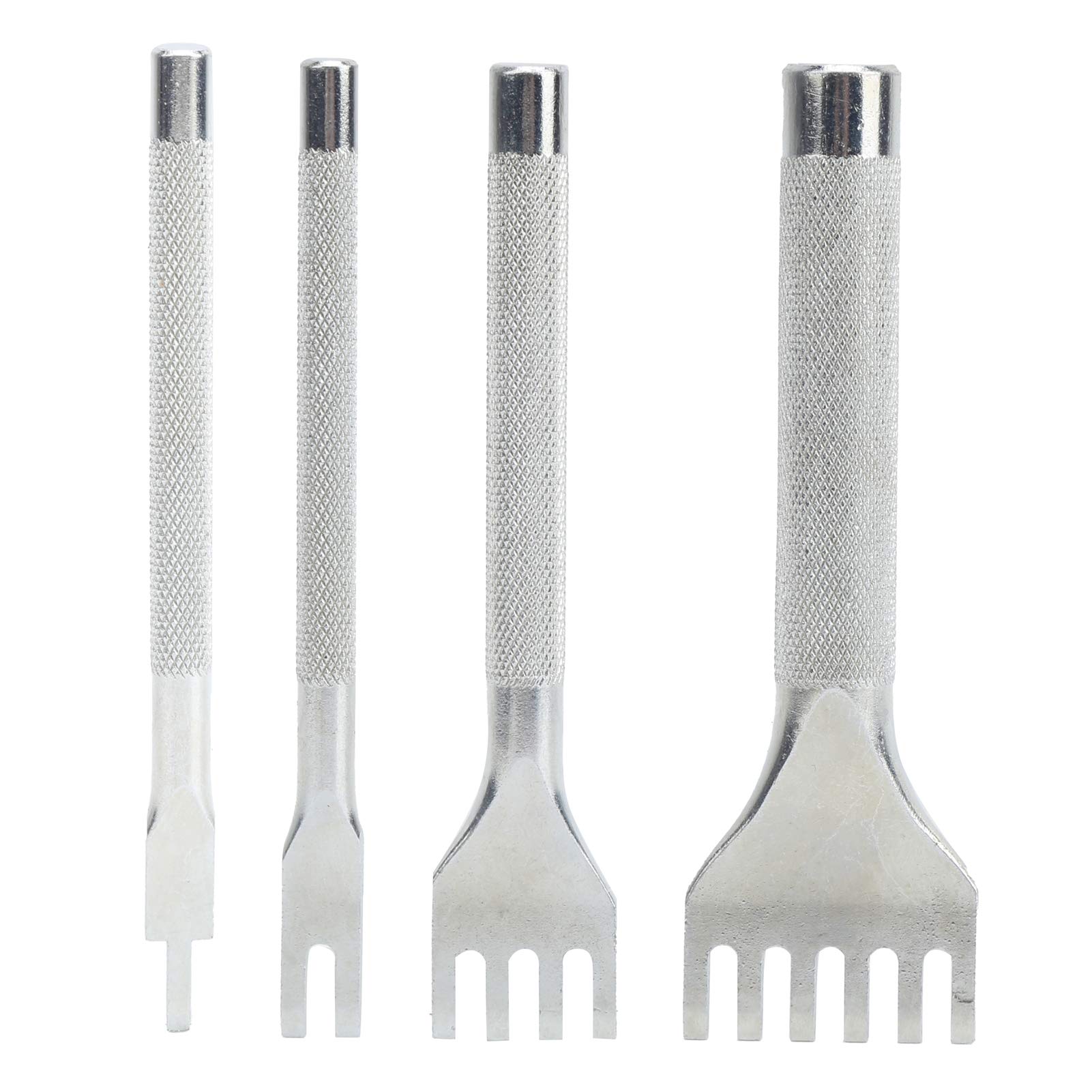 4 Pcs Leather Stitching Punch Tools, 2.5mm 1+2+4+6 Prong High Speed Steel DIY Leather Craft Hole Punches Stitching Lacing Perforate Sew Tools