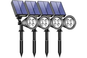 URPOWER Solar Lights Outdoor, 2-in-1 Waterproof Adjustable Solar Spotlights Outdoor Wall Light, Dusk-to-Dawn Solar Powered Landscape Lights for Backyard/Garden/Pathway/Pool/Porch (4Pack, Cool White)