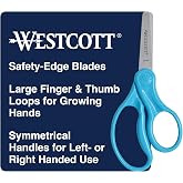 Westcott 15968 Right- and Left-Handed Scissors, Classic Kids' Scissors, Back to School, Classroom Supplies, Ages 4-8, 5-Inch Blunt Tip, Neon Blue