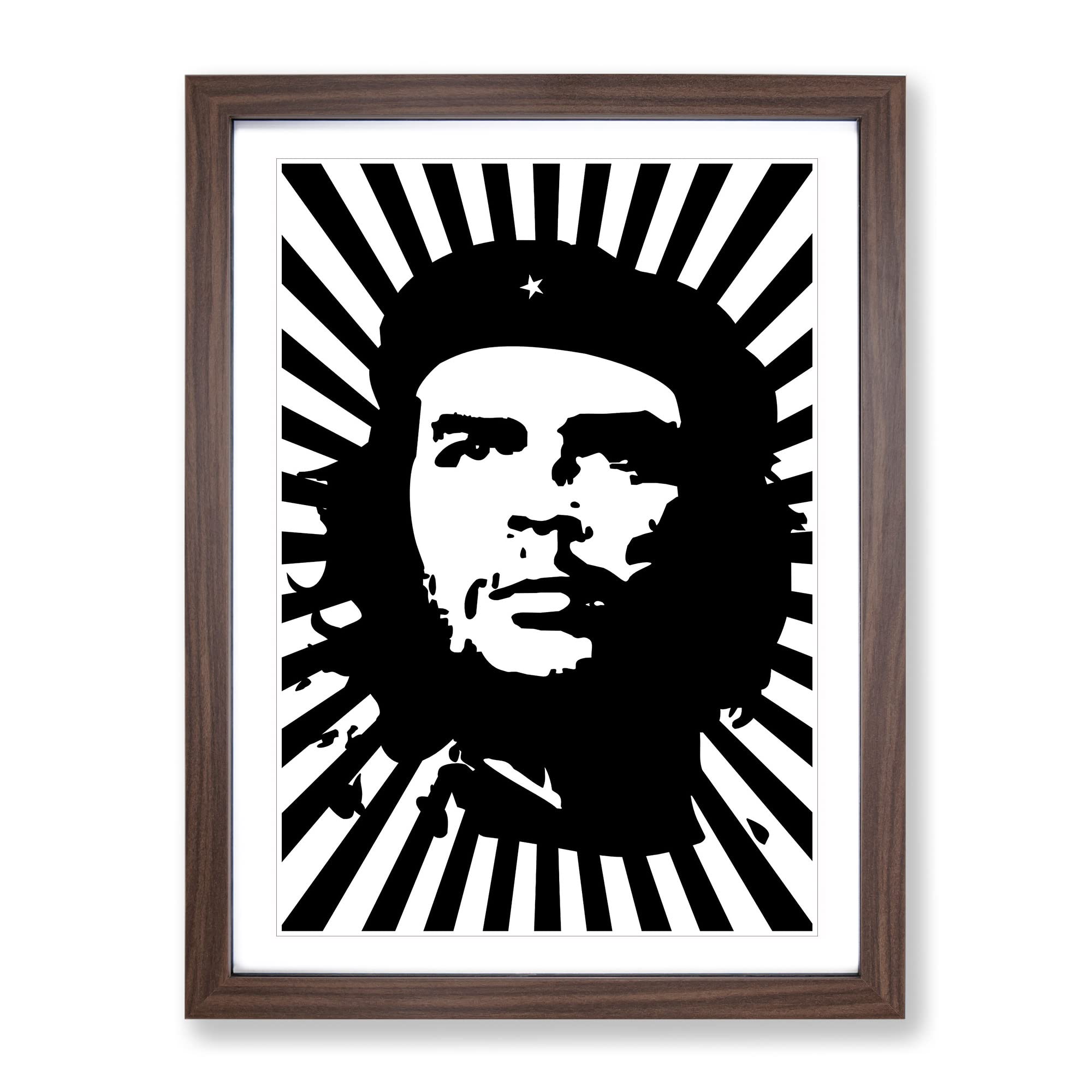 Che Guevara Modern Framed Wall Art Print, Ready to Hang Picture for Living Room Bedroom Home Office Décor, Walnut A4 (34 x 25 cm)
