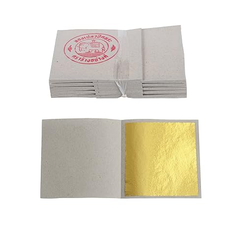 100 Blatt Blattgold 5,0 x 5,0 cm Gelbgold Gold auf Base zum Vergolden !