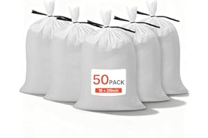 VEVOR Empty Sandbags, 50 Packs 16 x 26 in, Heavy Duty Sand Bags Sacks with Ties, 50lb Capacity Woven Polypropylene Sandbags, 