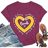 Teacher Shirts for Women Heart Teaching Appreciation Tshirt Funny Teacher Life Top