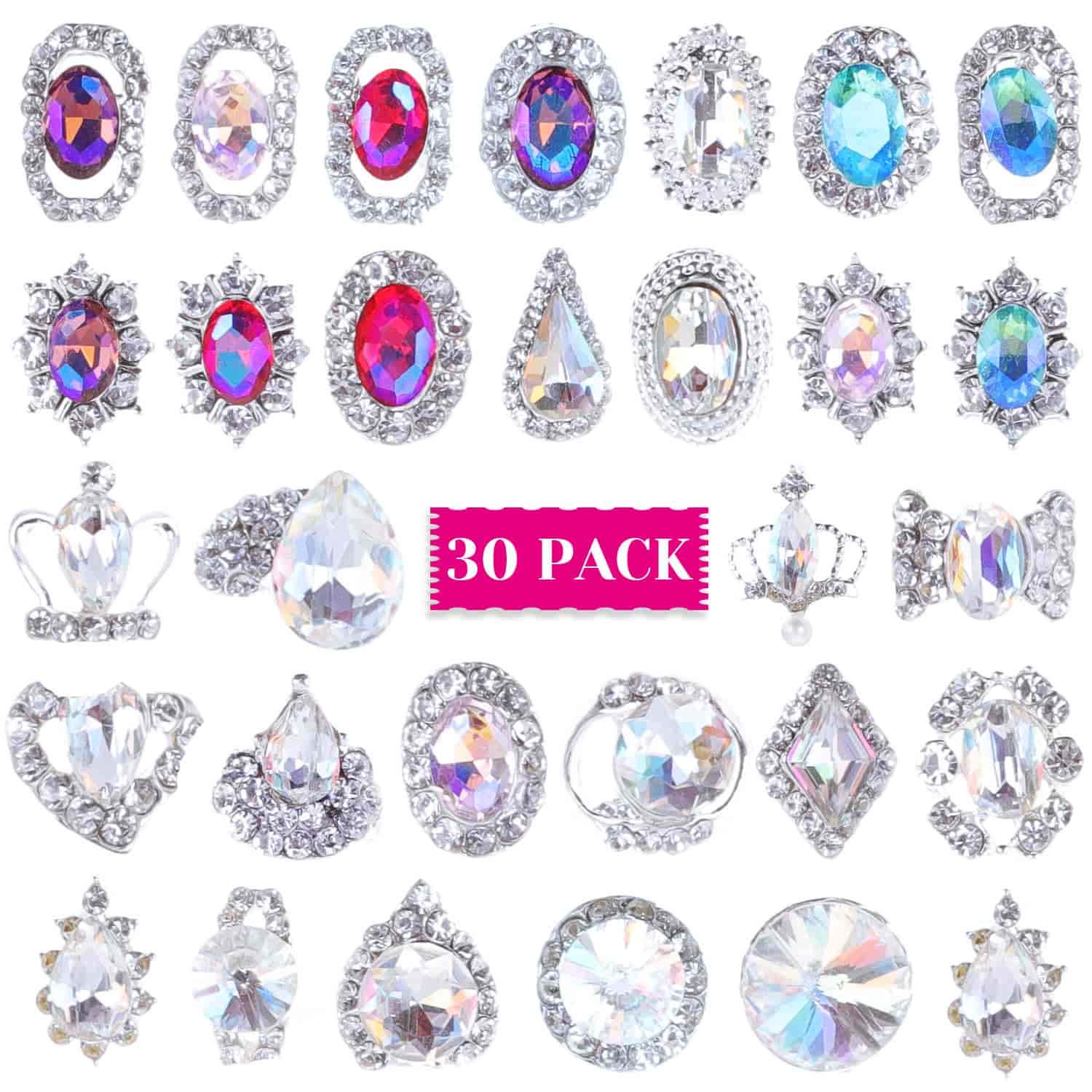 Selizo 3168pcs Rhinestones Nail Crystals Rhinestones with 30pcs Nail Metal Gems Jewels Stones for 3D Nails Art Decoration Nail Art Supplies: Beauty