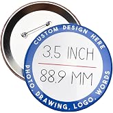 Custom Round Pinback Buttons, Design Your Own Customized 3.5 inch Button Pin