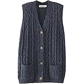 Aeneontrue Women's Sweater Vest Sleeveless Button Down Knitted Cardigan Outwear with Pockets