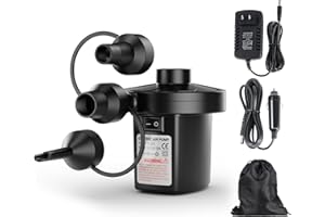 MOYAC Electric Air Pump for Inflatables,Portable Quick-Fill Air Pump with 3 Nozzles,110V AC/12V DC,Inflator & Deflator Pumps for Outdoor Camping,Air Mattress Beds,Boats,Inflatable Cushion,Couch,Pool Floats