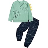 Latnnut Toddler Boy Clothes Fall Winter Outfit Long Sleeve Animal Printed Top and Pants Set 2 Piece Sweatsuit 2-7Y