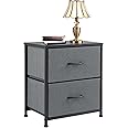 Sweetcrispy Nightstand with 2 Storage Drawers, 20" Height End Tabl Small e Bed Side Furniture, Wooden Top Fabric Cabinet Kids Night Stand Mini Dresser for Bedroom, Closet, Entryway, College Dorm