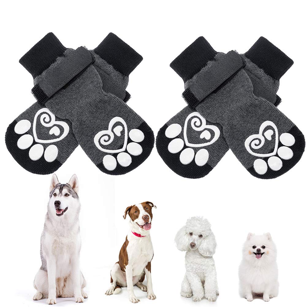 KOOLTAIL Dog Socks Paws Stop Licking,Anti Slip Dog Socks With Grips for Injured Paws Waterproof,Pet Shoes for Hot Pavement & Hardwood Floors,Soft Double Sided Grippy Boots For Small Medium Large Dogs