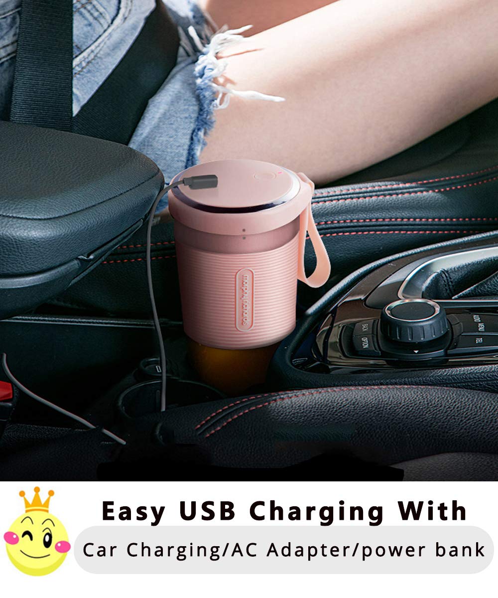 Portable Blender, Mini Personal Blender,Small Smoothie Blender,Fruit Juicer Mixer for Home Outdoor Travel Office with USB Rechargeable,IP68 Waterproof, BPA Free,350ml(Elegant Pink)