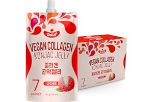 DELIEF Vegan Collagen Konjac Jelly (Lychee Flavor) 120g x 10 Packs – Low-Calorie Fruit Gel Snack, Gluten-Free, Plant-Based, 7 kcal per Pouch