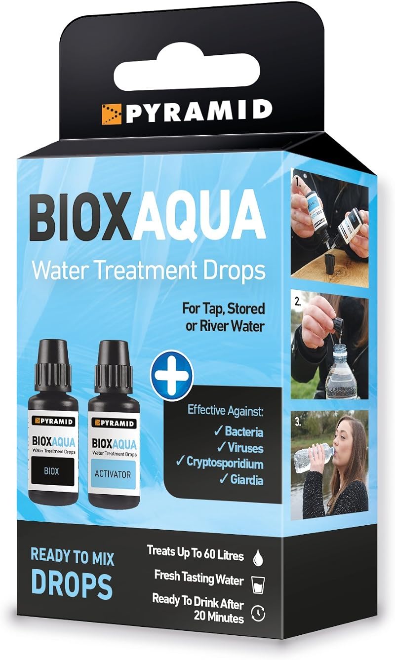 Pyramid Biox Aqua Drops Water Purification Drops for Travel 60 L