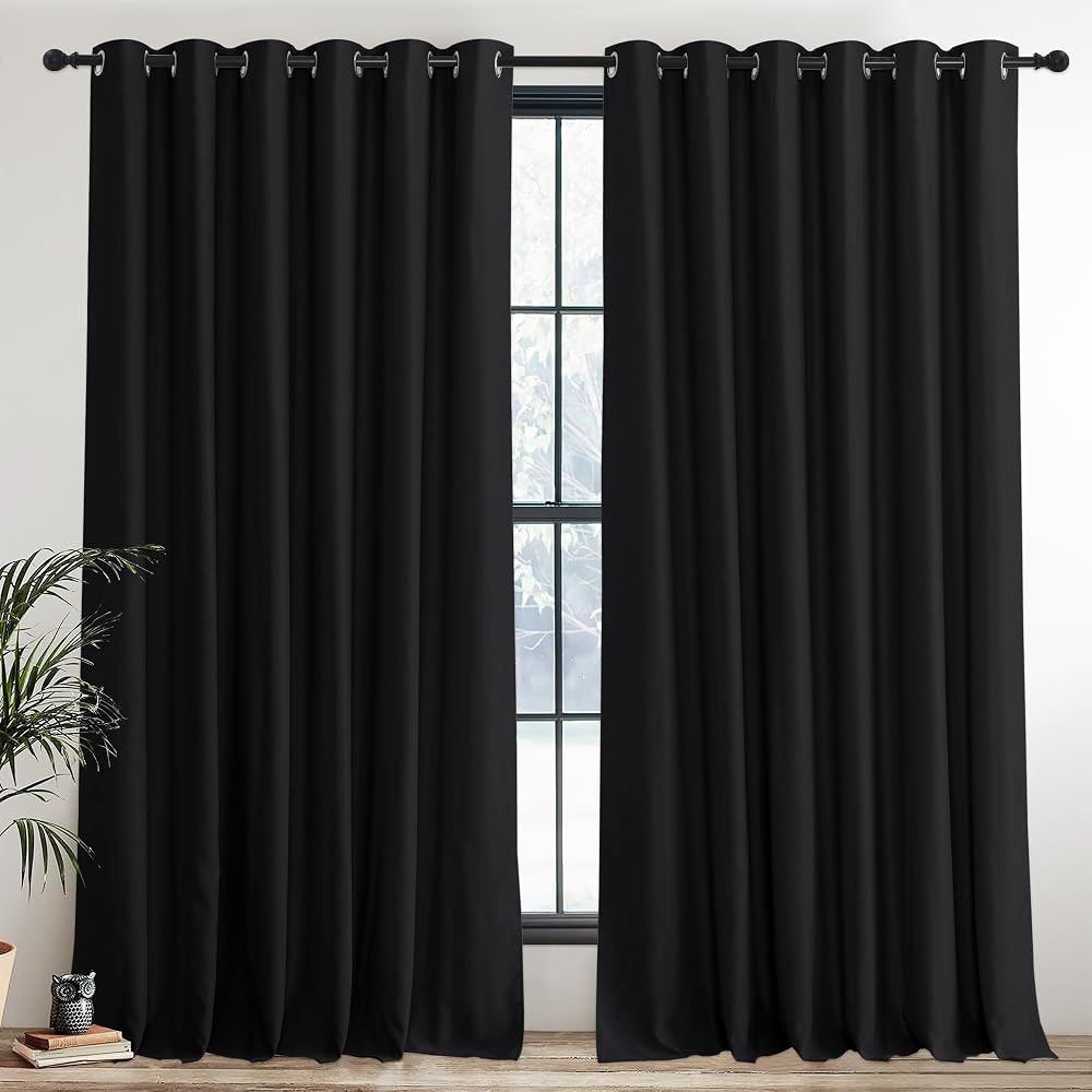 PONY DANCE Blackout Curtains 2 Panels 90x90 in Thermal Insulated Eyelet