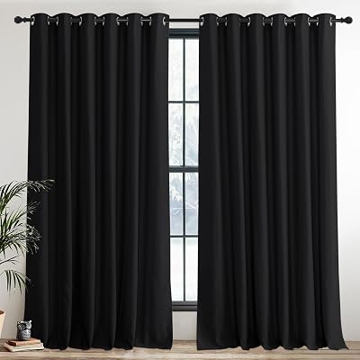 PONY DANCE Blackout Curtains 2 Panels 90x90 in Thermal Insulated Eyelet