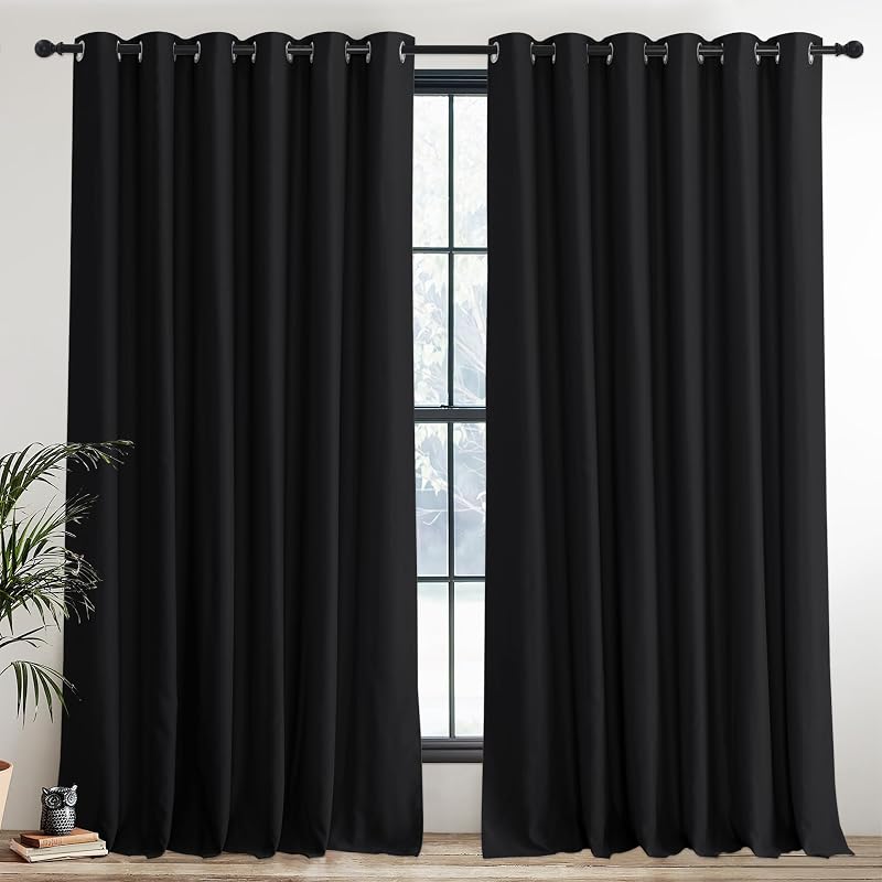 PONY DANCE Blackout Curtains 2 Panels 90x90 in Thermal Insulated Eyelet