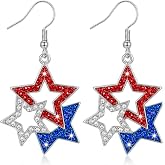 Nanafast Patriotic 4th of July Earrings for Women Red White Blue Patriotic Earrings American Flag Star Earring for Independence Day Gifts