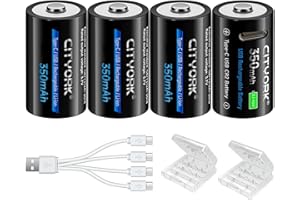 CITYORK 4 Pack CR-2 Rechargeable Batteries with USB-C Charge Port for Golf Range Finder Digital Cameras