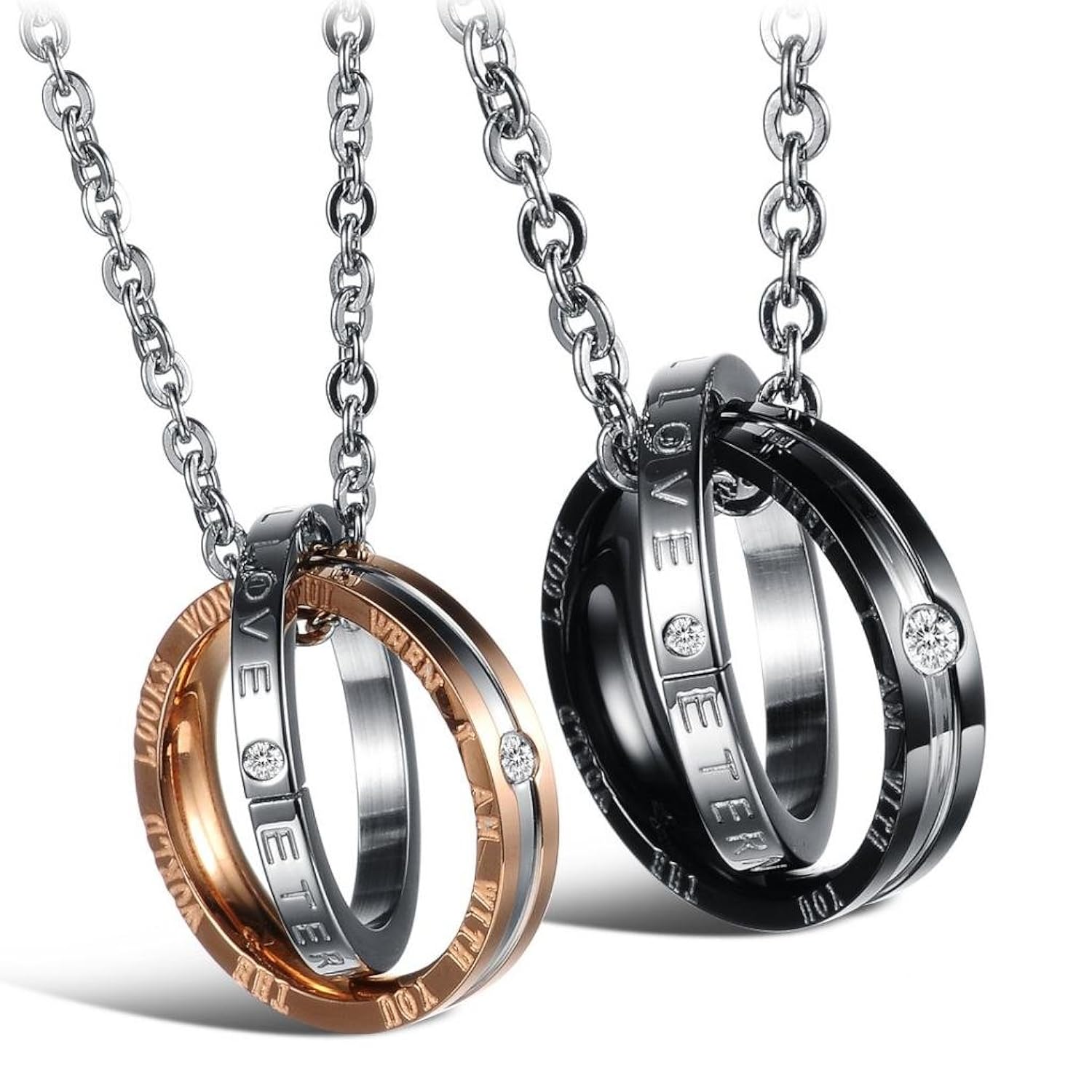 Stayoung Jewellery Simple Parejas Acero Inoxidable LOVE ETERNAL Anillos Colgante Collar Color