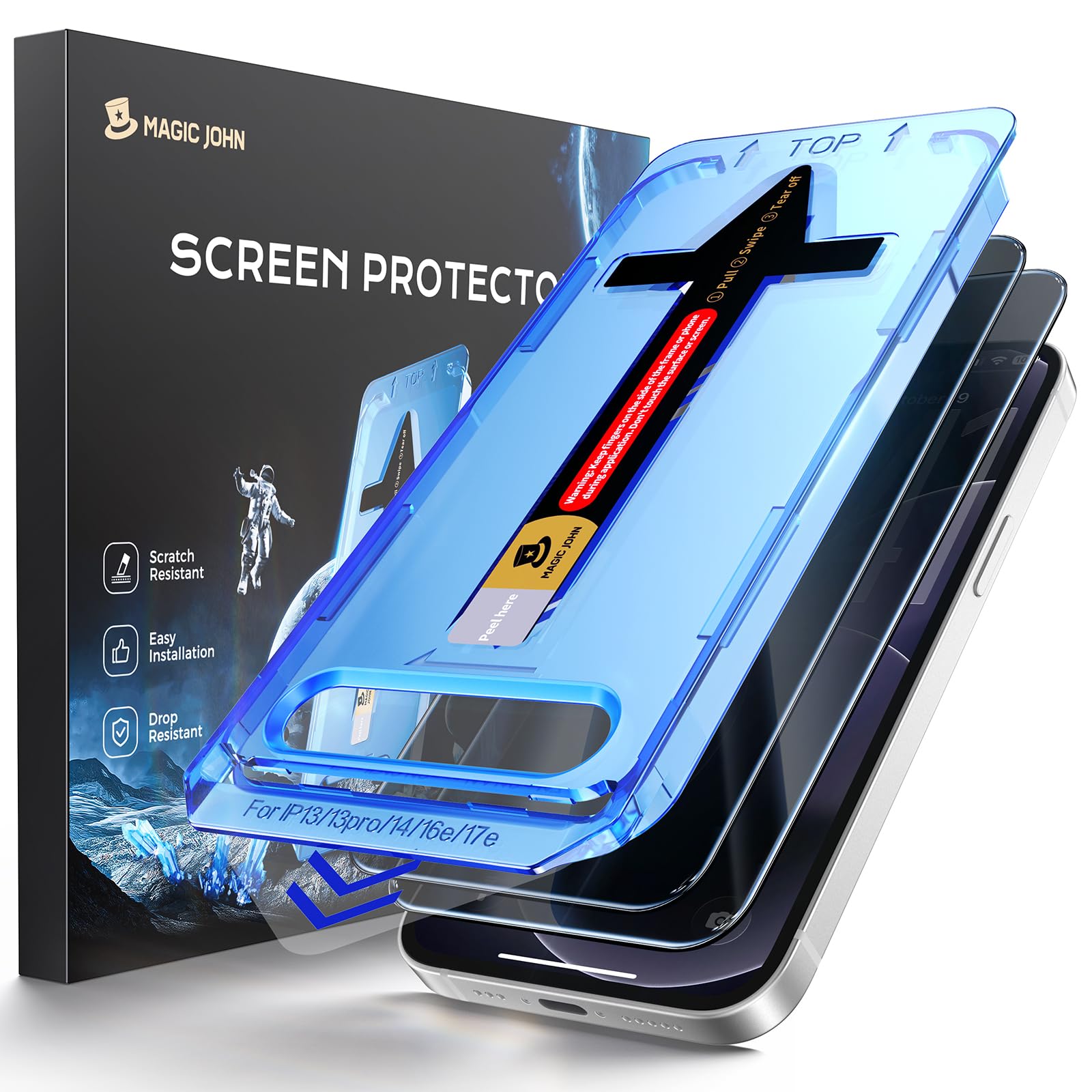 MAGIC JOHN 2 PACK for iPhone 17e Screen Protector, 28°Anti Spy, Fast Easy Installation, Anti-Scratch, Tempered Glass, Bubble Free